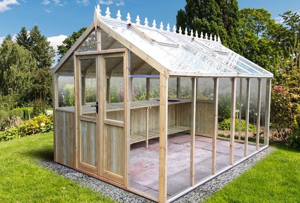 greenhouse potting shed with extra light