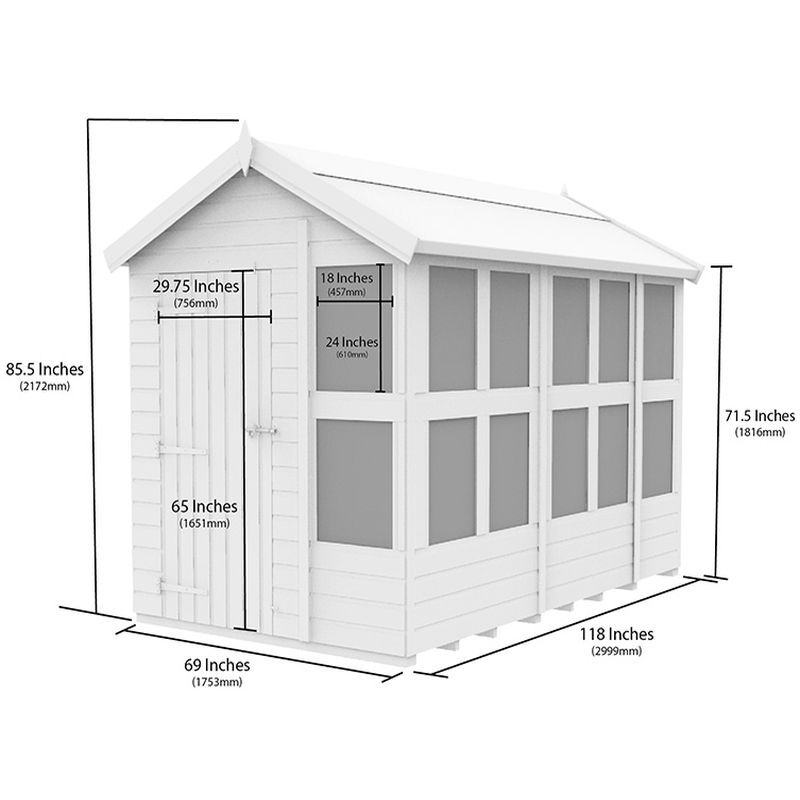 Modular 6x10 Wooden Apex Potting Shed