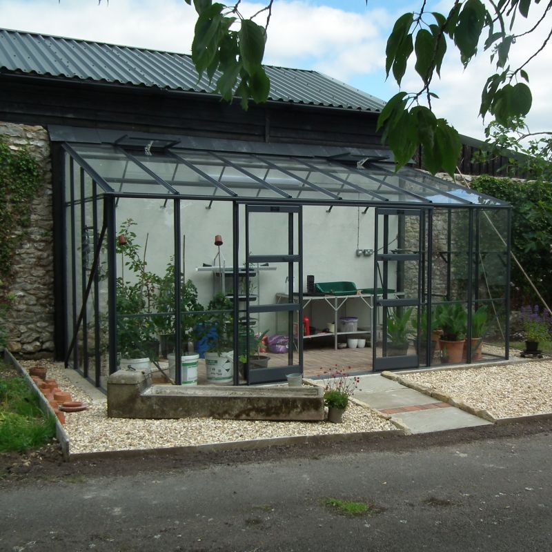 8x12 Powder Coated Elite Titan Kensington Lean To - South West Greenhouses